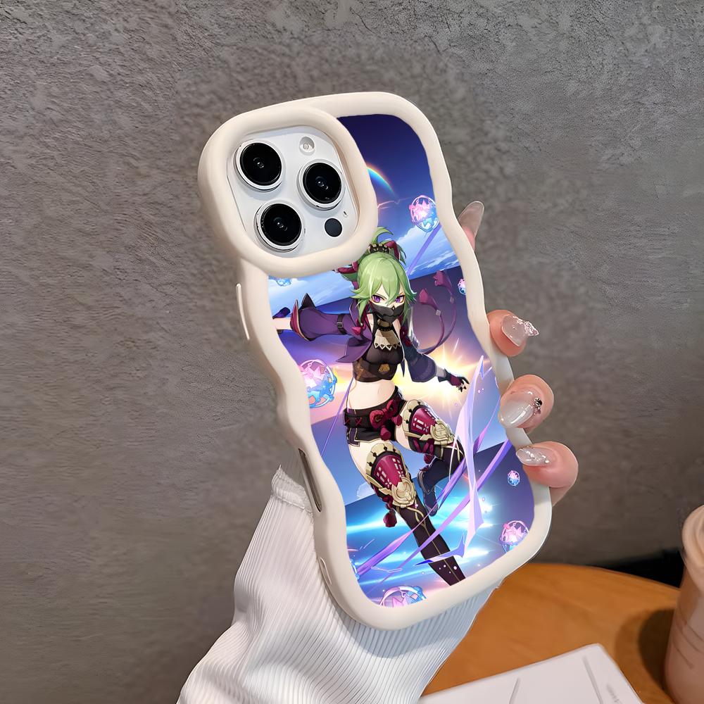 Spiel GI Kuki Shinobu Handyhülle für iPhone 17 16 15 14 13 12 11 Air Pro Max Plus Wellige Kante TPU Bunte Hülle Smartphone