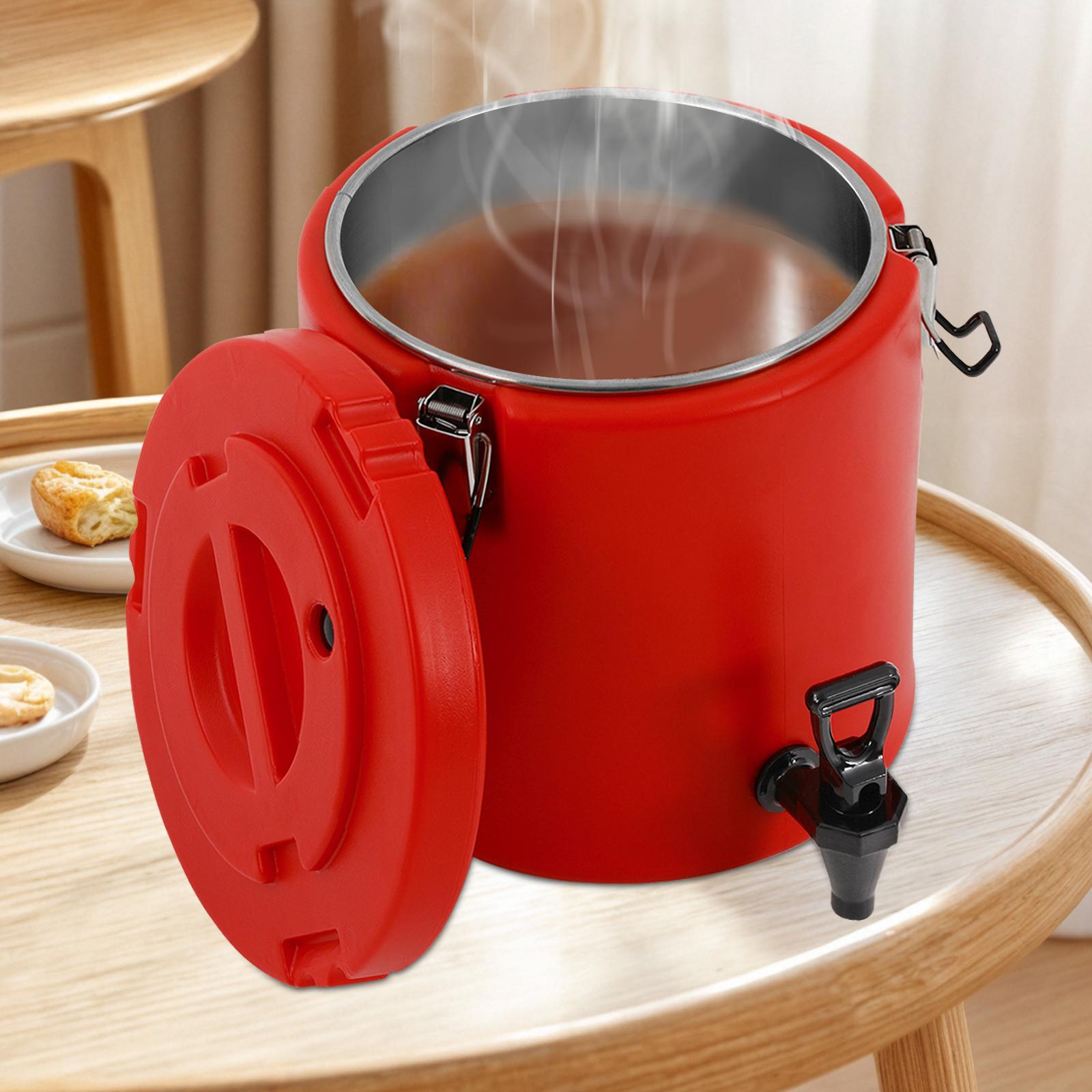10L Red Insulated Beverage Dispenser, 304 Stainless Steel Insulated Bucket with Faucet, 2.64 Gallon Thermal Drink Dispenser красный