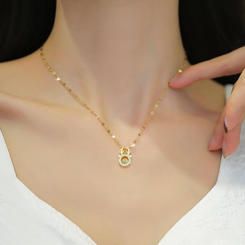 Yilu Has Your Antlers, Smart Necklace, Female Beating Zircon Collarbone Chain, Simple Jewelry.