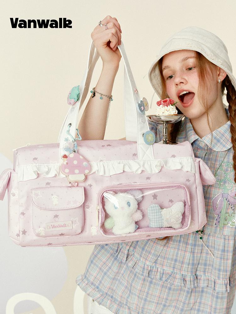 Vanwalk River Pocket Tote Bag [Pink]