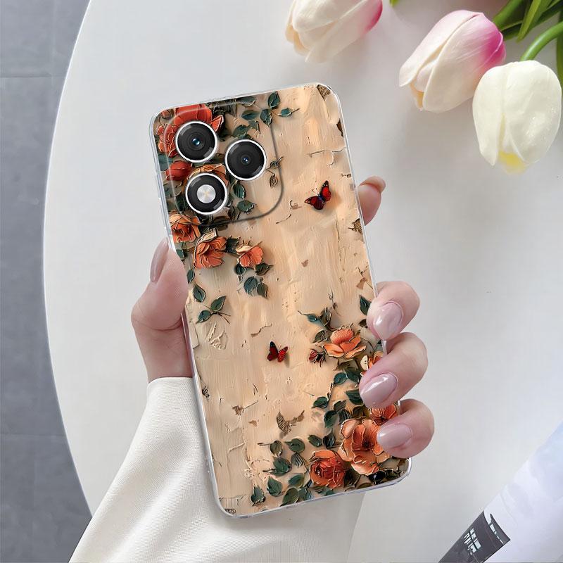 For Honor 400 Lite  Case Luxury Fashion Clear Phone Case For Honor 400 Pro Marble Flower Transparent Soft Silicone Protect Cover