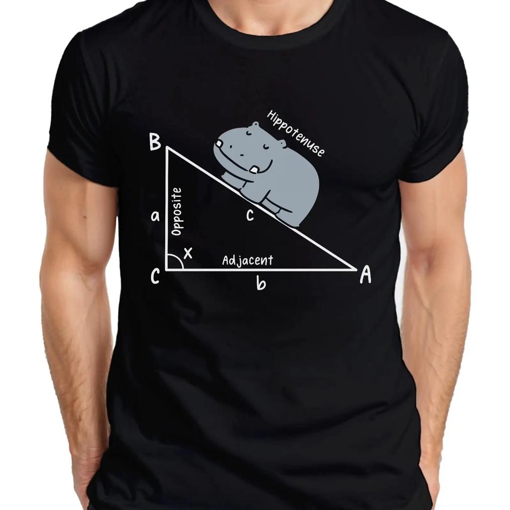 Hippotenuse Mathe Trigonometrie Dreieck Hippo Geschenk Lehrer Herren T Shirt Vintage Versatile Unisex Homme Casual