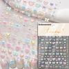 Lovely Strawberry Cherry Bowknot Lace Crystal Rhinestone Line Rococo Chic Adhesive Nail Art Sticker Manicure Decals