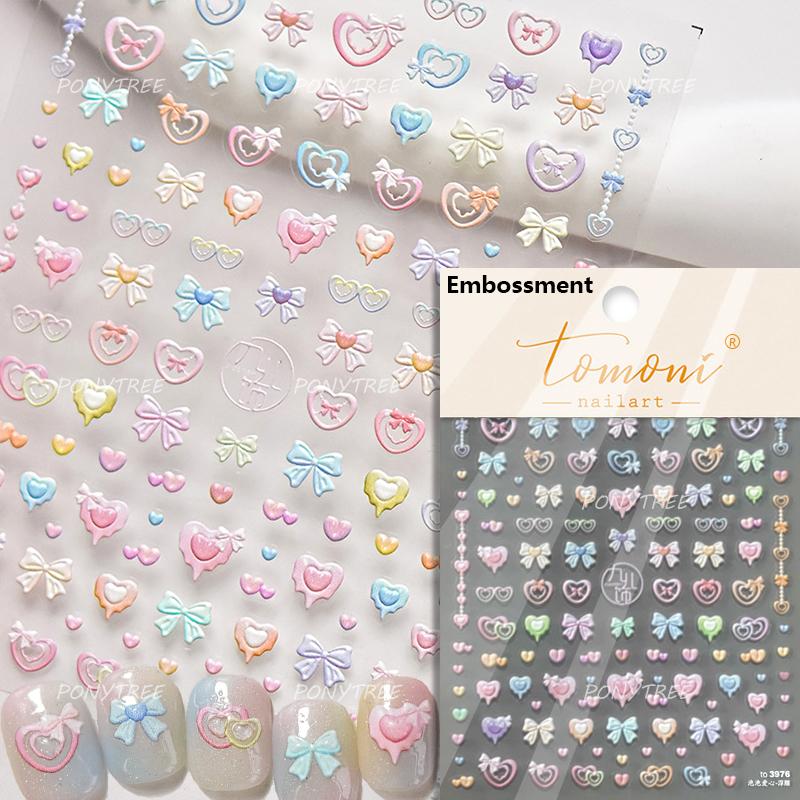 Lovely Strawberry Cherry Bowknot Lace Crystal Rhinestone Line Rococo Chic Adhesive Nail Art Sticker Manicure Decals