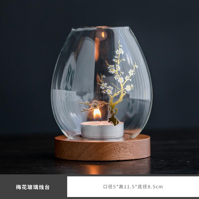 Стеклянный подсвечник, ветрозащитный, в китайском винтажном стиле, для романтического ужина, домашнего декора, дзен-медитации, центральный элемент стола, подарок