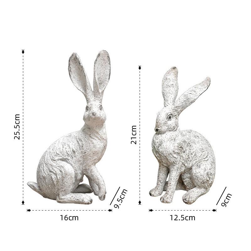 Rabbit Statue Garden Decor Resin Animal Sculpture Figurine Outdoor Decoration for Garden Courtyard