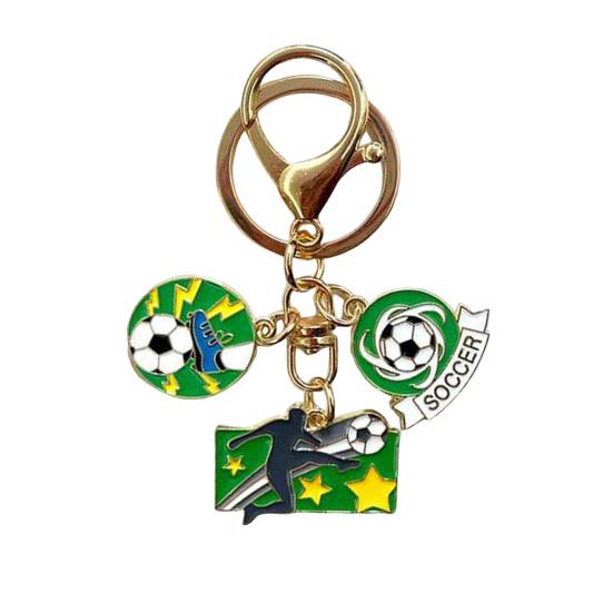 Keychain Pendant with Smooth Golden Lobster Clasp, Soccer Themed Charm Key Holder, Backpacks Car Keys Accessory
