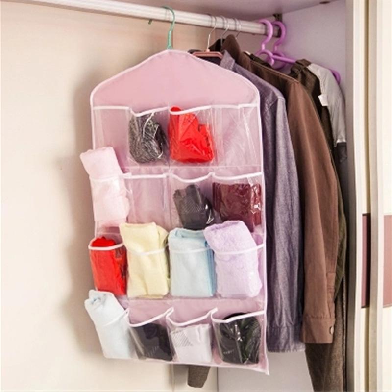 

Прозрачная полка для обуви с 16 карманами, многофункциональная подвесная сумка из полиэстера, портативный органайзер для бюстгальтера и нижнего белья