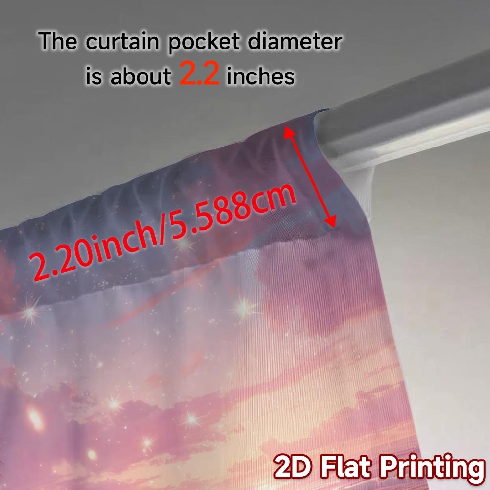 2pcs   2D FLAT PRINTING Curtains (Without Rod) Pink Sunset Shore Popular Minimalist Curtains Yarn Curtains Decorations Suitable