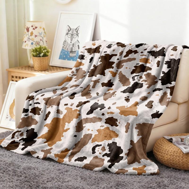 

1PC Throw Pink leopard pattern arts Cows pattern Flannel Blanket Thin Throw Soft Warm Blankets Festival Gifts for all season use 75cmx90cm
