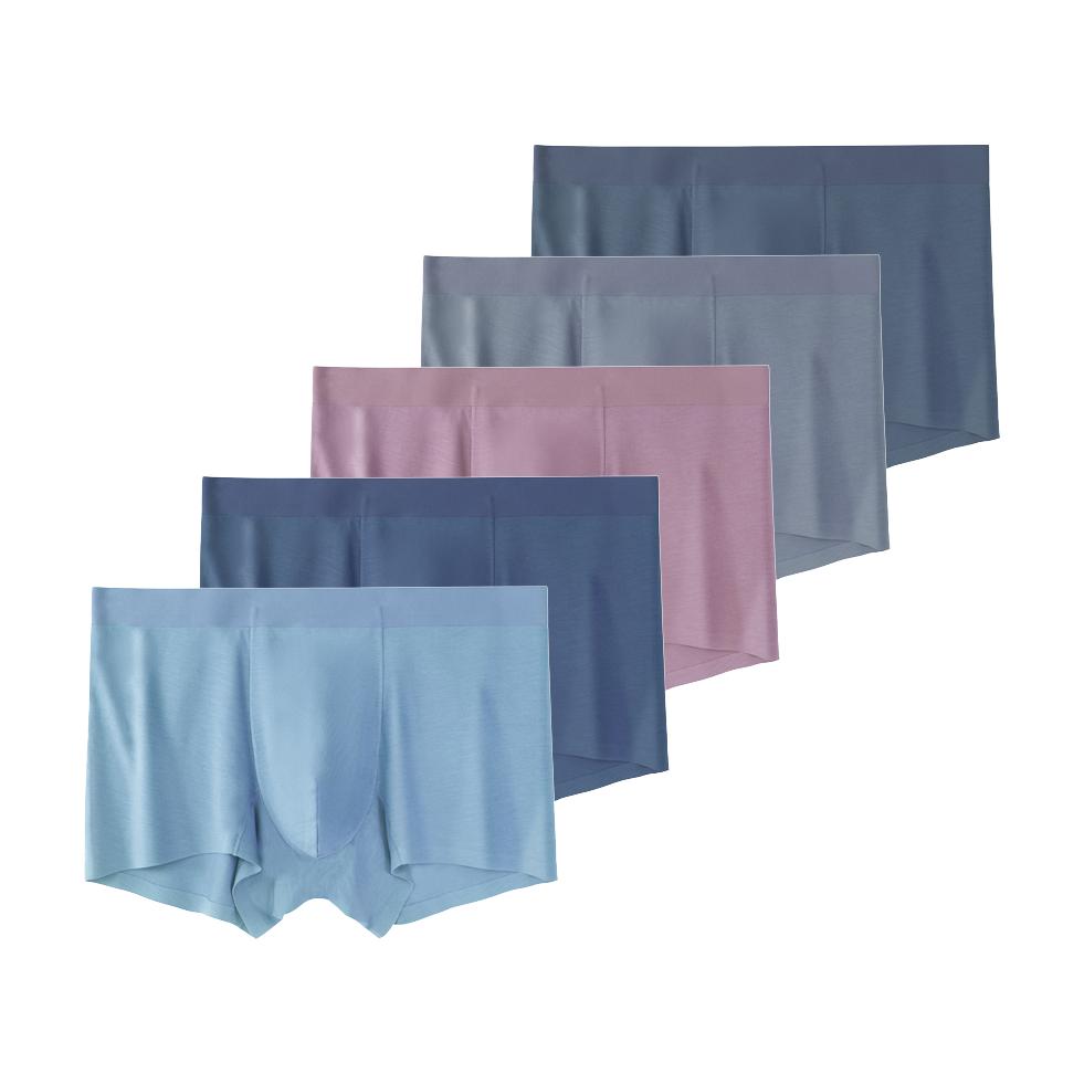 5 Pcs Mens Modal Seamless Boxer Briefs Elastic Waist Breathable Soft Underwear Comfort Daily Male Underpants L XL XXL 3XL 4XL