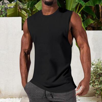 Herren Einfarbige Sportweste O-Ausschnitt Ärmelloses Bodybuilding Fitness Weste Loose Fit Dehnbare Tops Streetwear