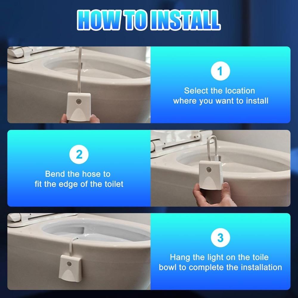 Bewegungssensor Toilettenlicht 16 Farbwechselnde LED-Nachtlicht mit Sternenprojektor USB-wiederaufladbare Badezimmerlampe für Kinder Erwachsene