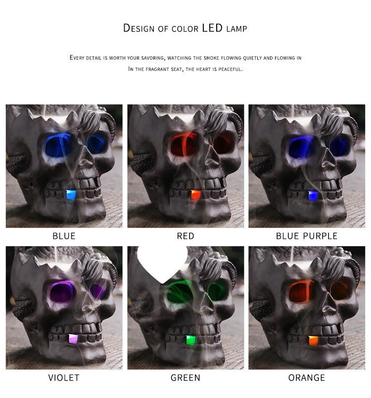 Zisha Skull Halloween Backflow Incense Burner - European Style Home Gift Ornament