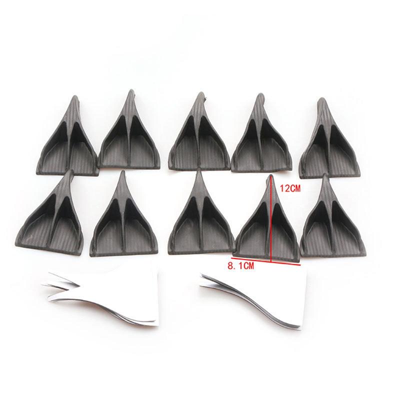 Carbon Fiber Universal Shark Fin 10Pcs/Set Kit Car Roof Wing Windshield Vortex Generator Spoiler For Windscreen