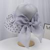 Spring and summer new mesh hat women's temperament elegant travel sun protection sun hat polka dot bow bucket hat