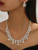 3 pcs women's Zircon set with rhinestones, bow necklaces, earrings, bridal wedding accessories