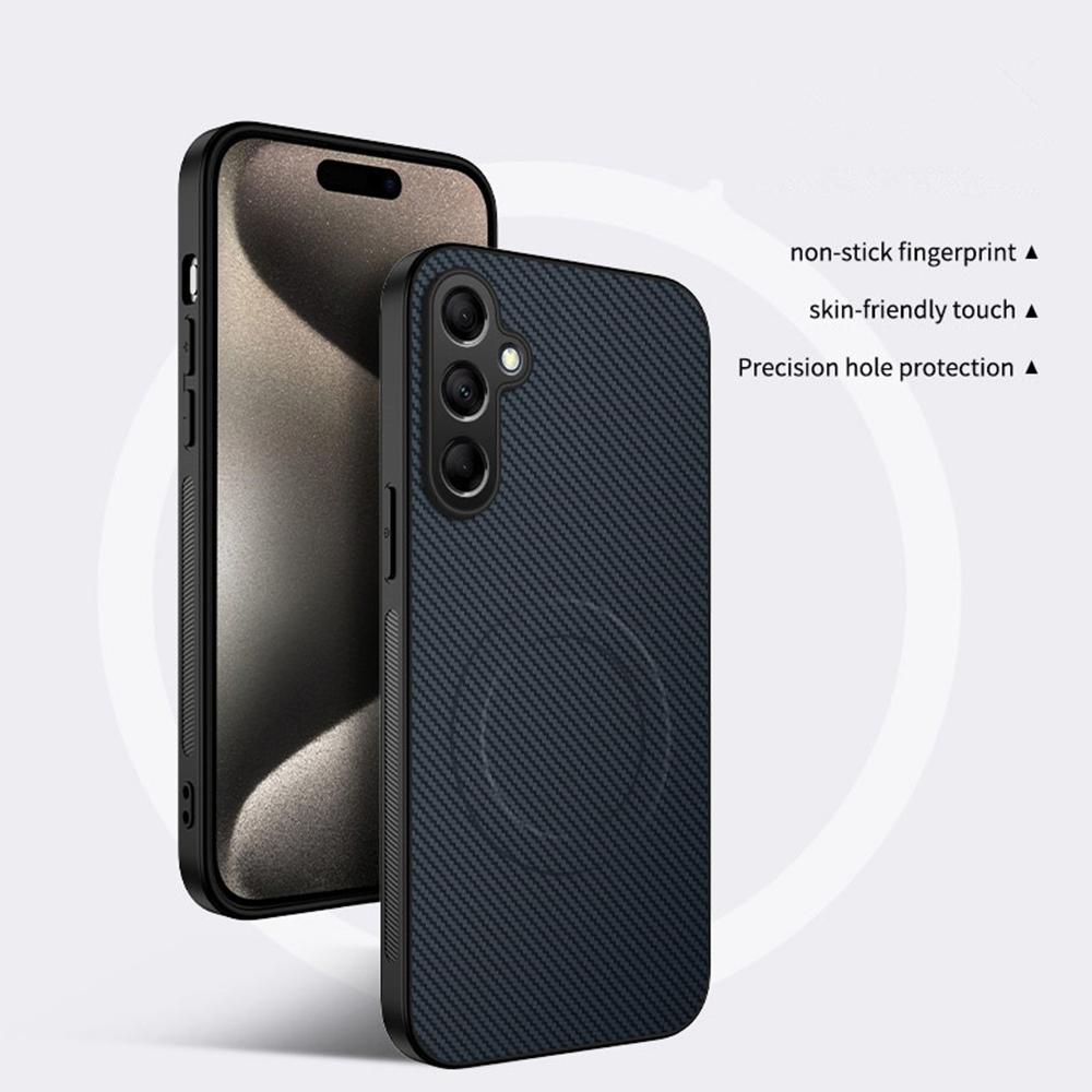 For Samsung Galaxy A13 A14 A22 A32 A33 A34 A52 A52S A53 A54 A72 A73 Case Magnetic Carbon Fiber Texture Leather Shockproof Cover