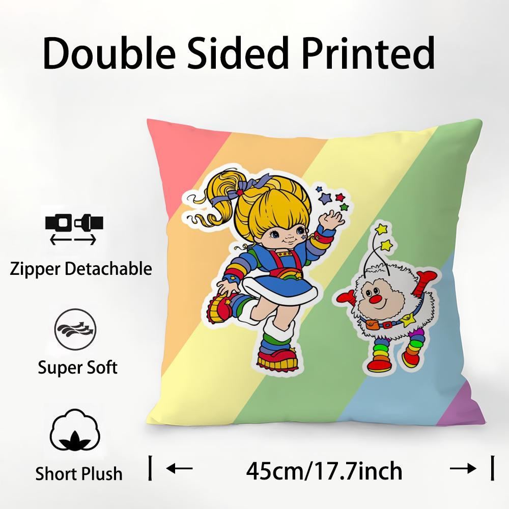 R-Радуги Милая B-Яркая Наволочка Плюшевая Ткань Мягкая Двусторонняя Печать Чехол для Подушки на Диван Декоративные Наволочки 12x12Inch