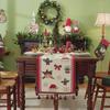 Christmas Jacquard Table Runner Red Snowflake Santa Hat Fringe Decorative Cover for Dresser TV Stand