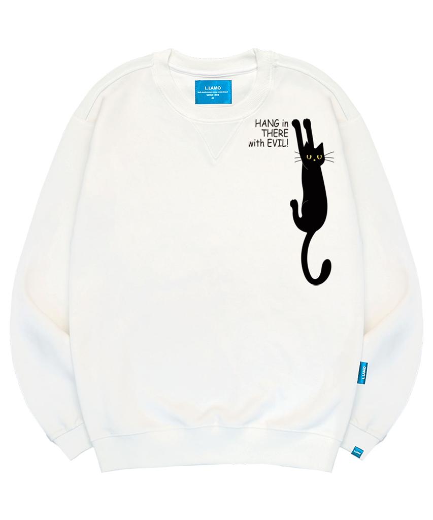 Ellamo Fleece-Lined Medium Black Cat Sweatshirt Unisex Plus Sizes S~4Xl (Type B)
