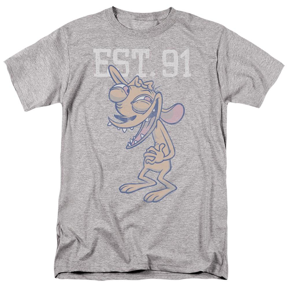 Ren And Stimpy - Ren Est - Adult Unisex Short Sleeve T-Shirt - Gray 3XL