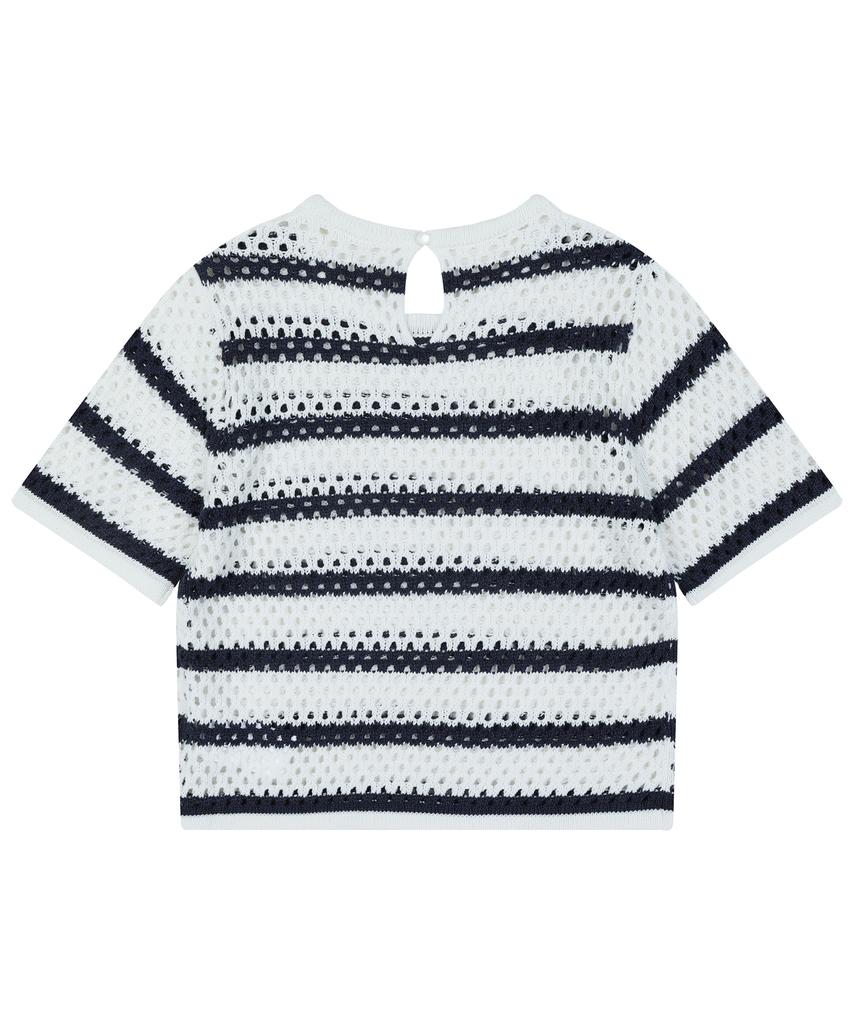 HARDCORE HAPPINESS Signature Stripe Crop Knit_Navy