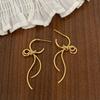 Trendy European & American Bow Pendant Stud Earrings with Tassels