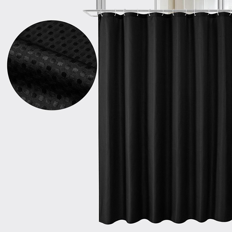1pc Waterproof Shower Curtain Plain Waffle Mildew-proof Shower Curtain Bathroom Partition Curtain Home Living Room Decoration