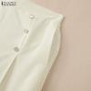 ZANZEA Women Casual Elastic Waist Solid Color Loose Summer Cropped Pants