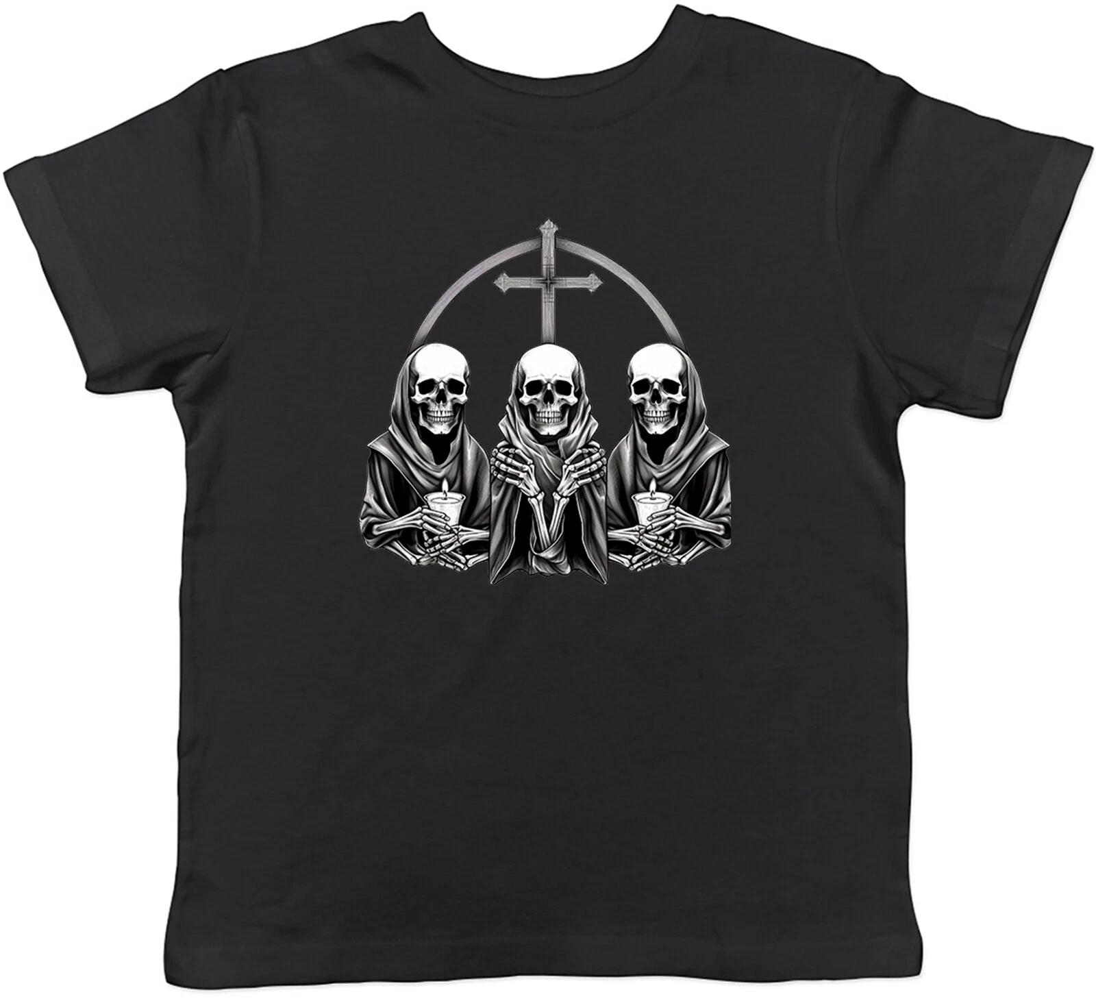 Skull Skeleton Kids T-Shirt Trinity Gothic Goth Childrens Boys Girls Gift 120