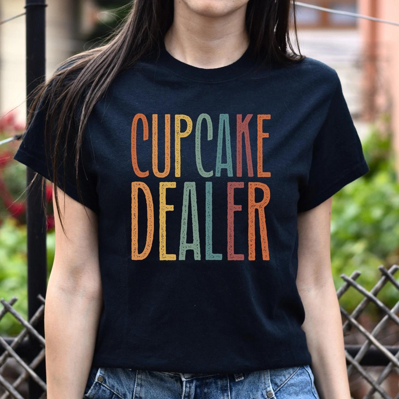 Cupcake dealer Unisex T-Shirt cupcake Baker mama tee Black Dark Heather White L
