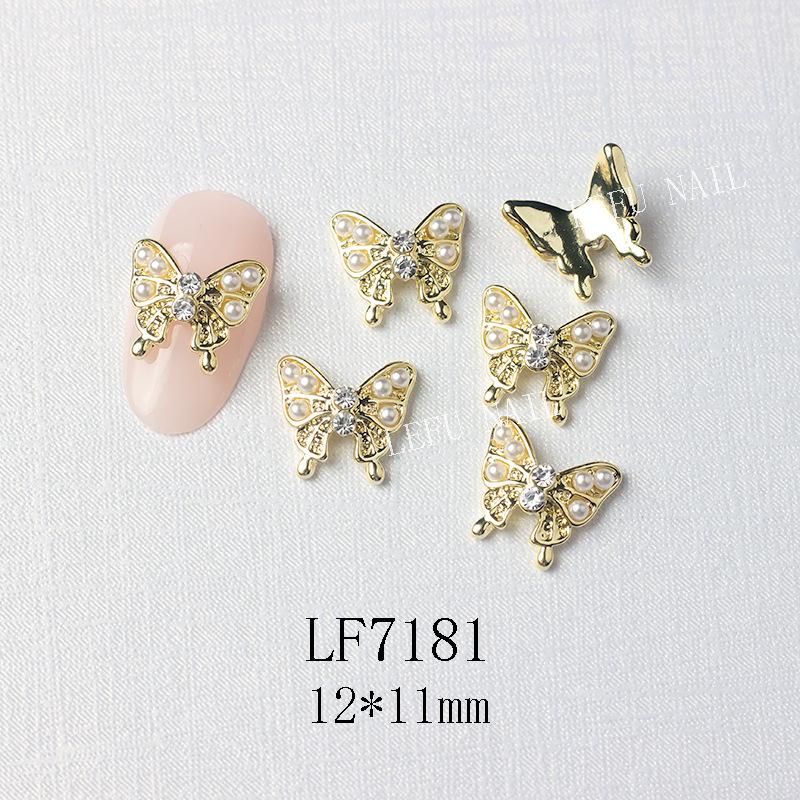 3D Metal Butterfly Nail Art Decorations with Mini Rhinestones