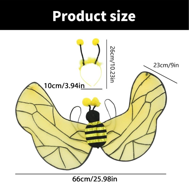 3Pieces Animal Bumblebees Costumes Honeybee Costume Set Halloween Cosplay Costumes Fun Pretend Play Accessories