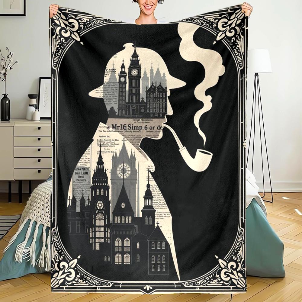 Sherlock Holmes Theme Printed Blanket - Perfect for Couch, Bed, Travel & Outdoor Use | Machine Washable, Cozy & Durable.