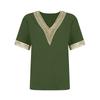 Women's Fashion Solid Color Loose T-shirt Lace Lace Short Sleeve Chiffon Top