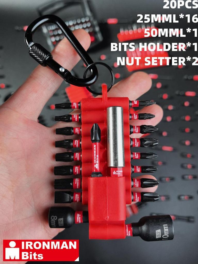 Black S2 Magnetic Sleeve Screwdriver Bit Set with Storage Strip