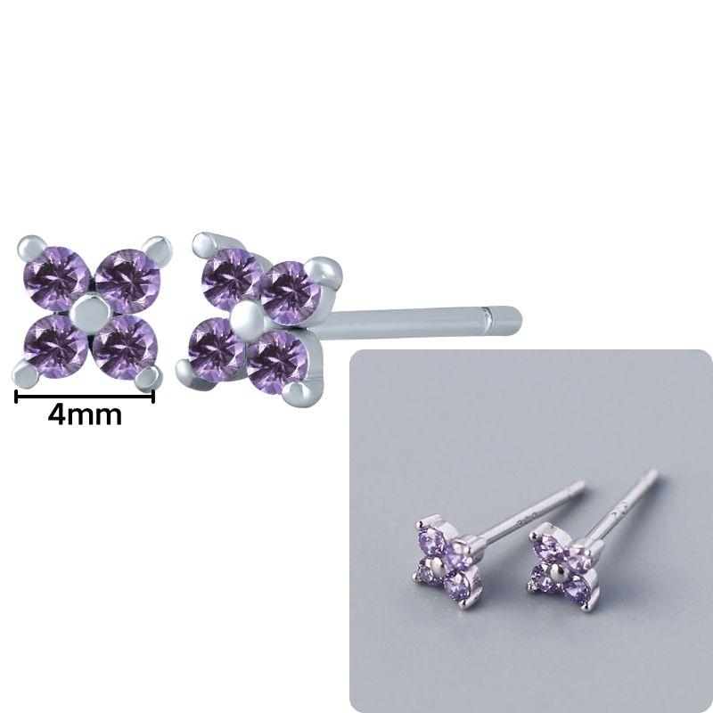 Damen 925 Silber Ohrstecker Lila Zirkon Ohrringe Creolen Lila Kristall Anhänger Ohrring Mode Hochzeits Schmuck