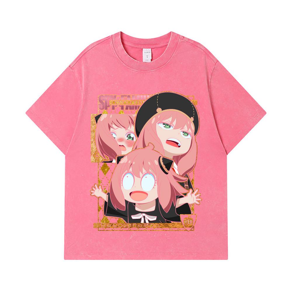 275 GSM Washed T-shirts 100% Cotton Spy x Family V12 Anya Print Unisex Heavy Cotton T Shirt