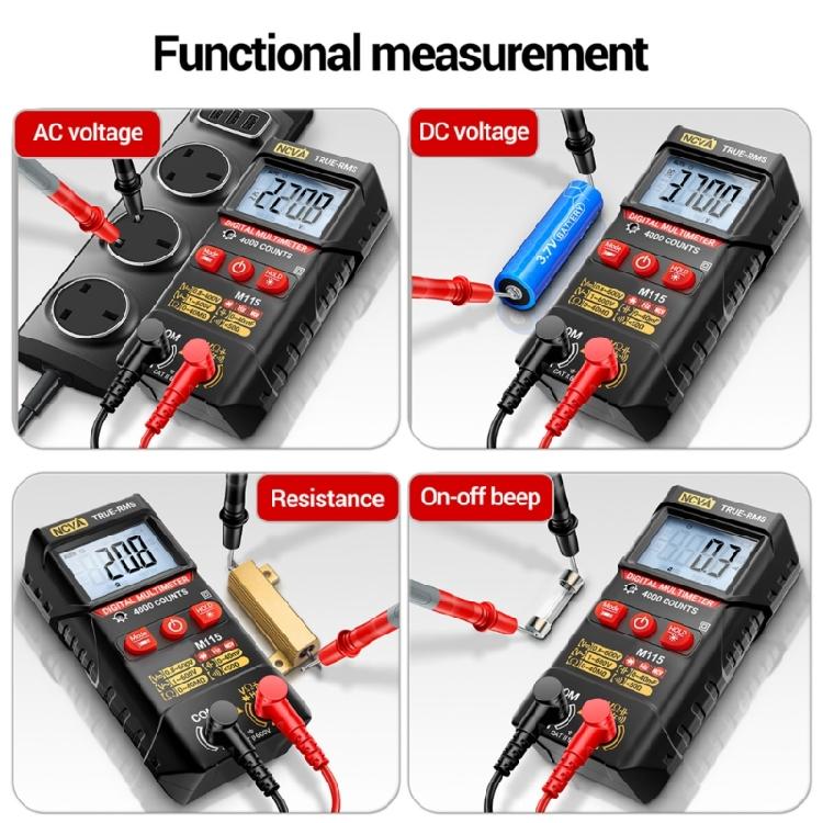M115 Digital Multimeter Voltage Tester 4000 Counts Multifunction NCV Capacitance Diode Resistance Testing Tool