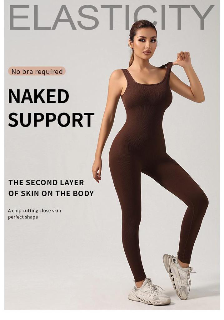 Seamless Elastic Yoga Jumpsuit Set for Women