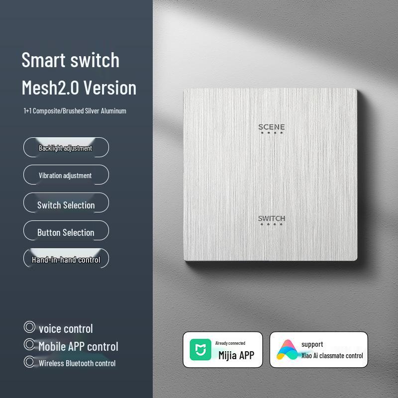 Smart Switch with AG Skin-feel Panel Connects To Mijia APP, Supports Xiao Ai Voice Control, Remote, and Touch Control.