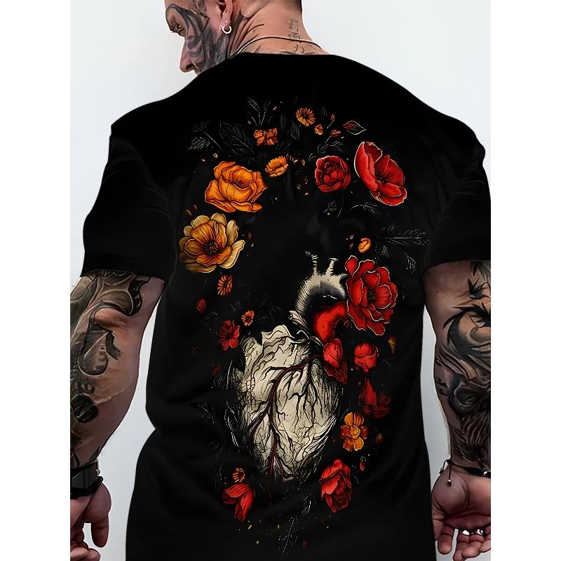 Men's 3D Skull Printed T-shirt 2025 Summer New Men's Round Neck T-shirt Casual Comfortable Hip Hop Pullover Short Sleeve