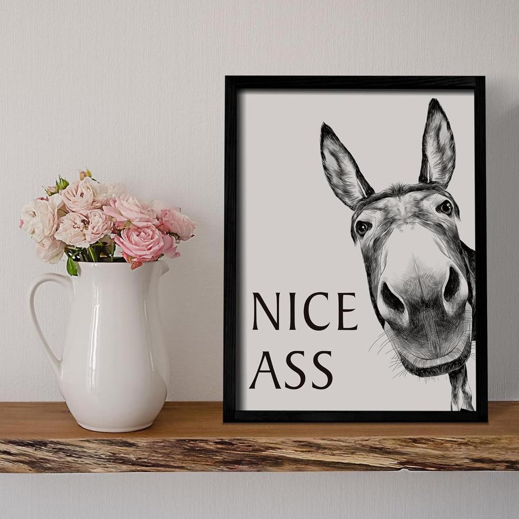 Funny Bathroom Signs Decor - Humorous Nice Vintage Metal Cute Donkey Tin Sign Wall Art Pictures For Home Bathroom Decor