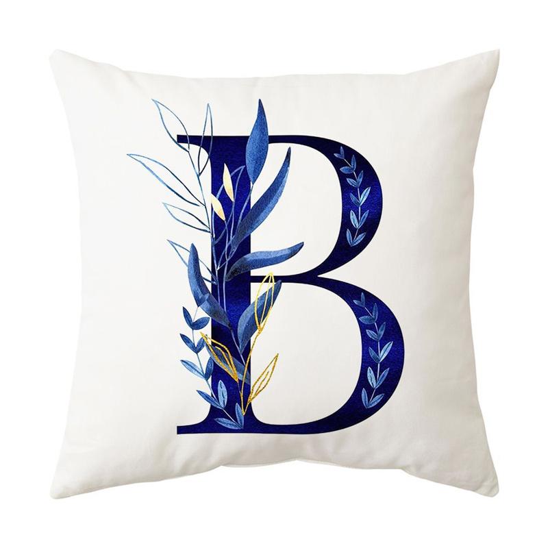Blue Letter Printing Pillowcase Home Living Room Sofa Car Bedroom Decorative Pillowcase Pillowcase