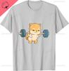 Kawaii Shiba Inu Doing A Squat Funny Weightlifting Gym Tshirt Breathable And Comfortable Printed Tshirt Cotton Tee