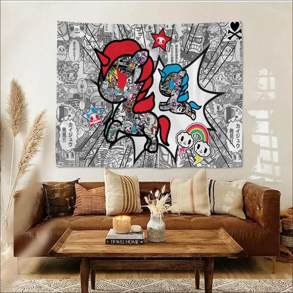 

Japanese Tokidoki Tapestry Tapestry Art Printing Indian Buddha Wall Decoration Witchcraft Bohemian Hippie INS Home Decor 74x94cm(29x37in)