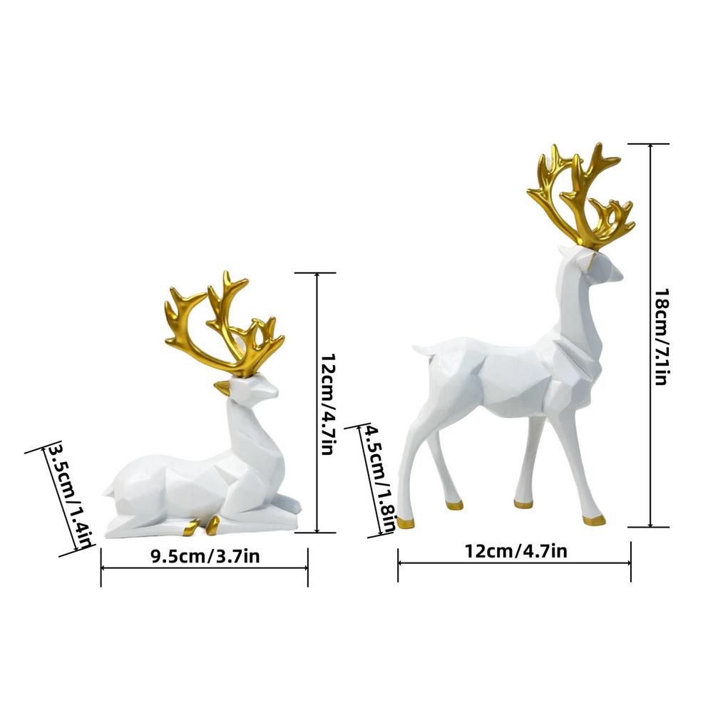 Collectible Christmas Reindeer Resin Sculpture Statue Deer Figurine Statue Decor Statues Deer Light Luxury Creative Ornaments