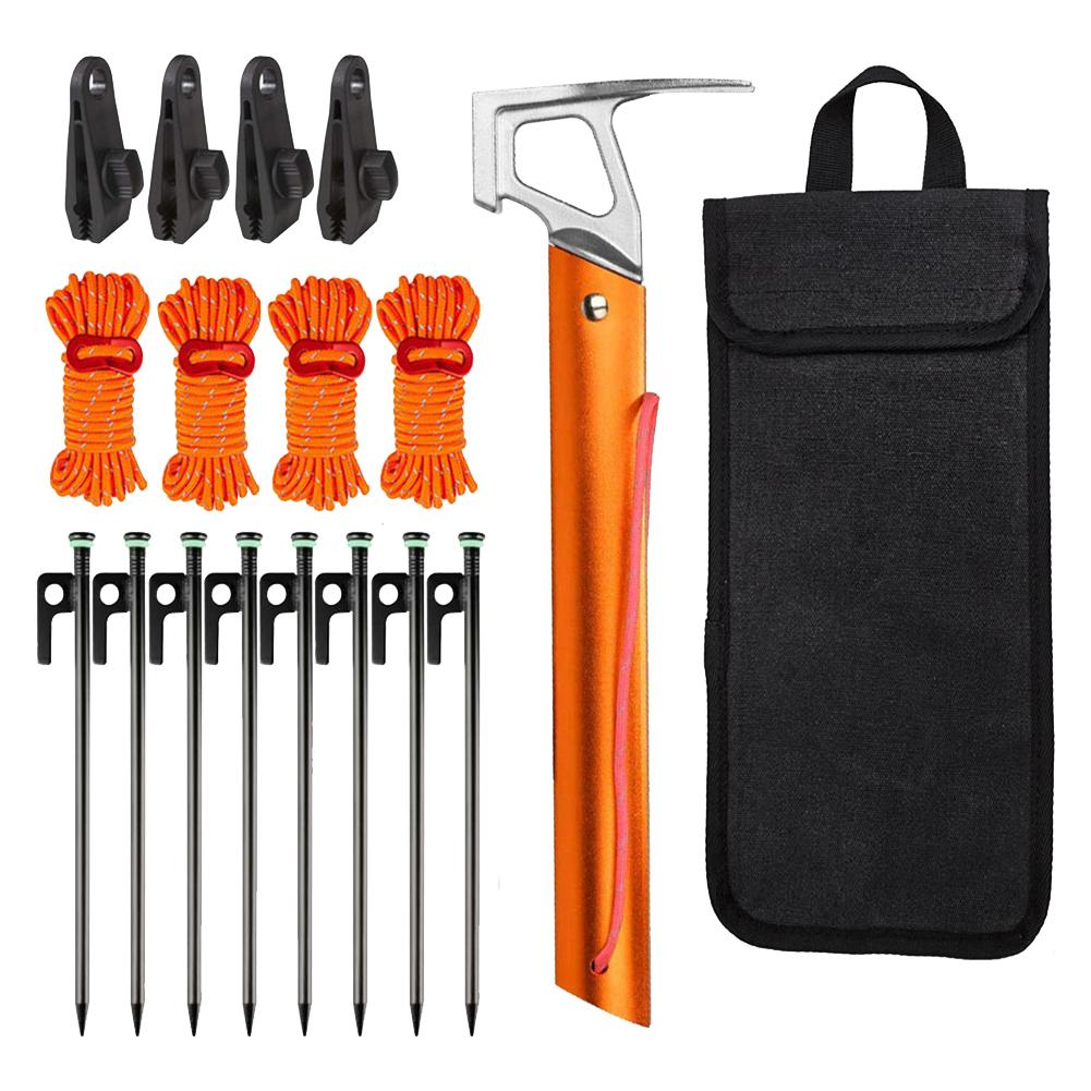 18Pcs 11.8 Inch Metal Tent Stakes with Reflective Camping Rope Outdoor Camping Pegs for Tent Tarp Tent Pegs Nails Stakes Ropes