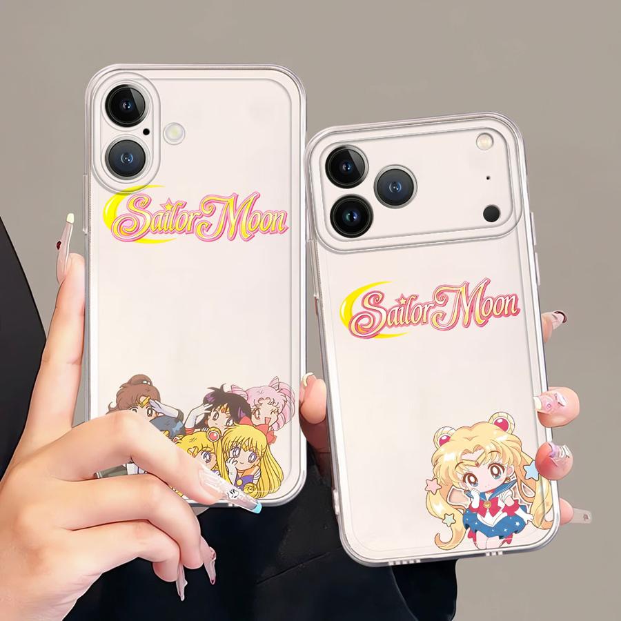 Case for iPhone 17 Pro Max 12 Mini XR XS Max 16 Air 13 Pro 14 Plus 7 8 15 11 Soft Phone Cover Cartoon Sailor Moon